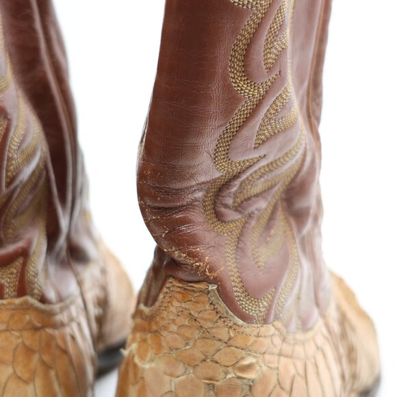 Tony Lama 8113 Exotic Python Brown Label Men's Size 8 D Western Cowboy Boots - Picture 10 of 14